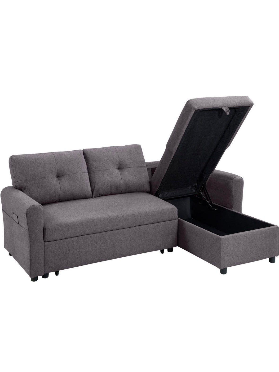 Ecksofa L-Form mit Schlaffunktion und Bettkasten in Anthrazit