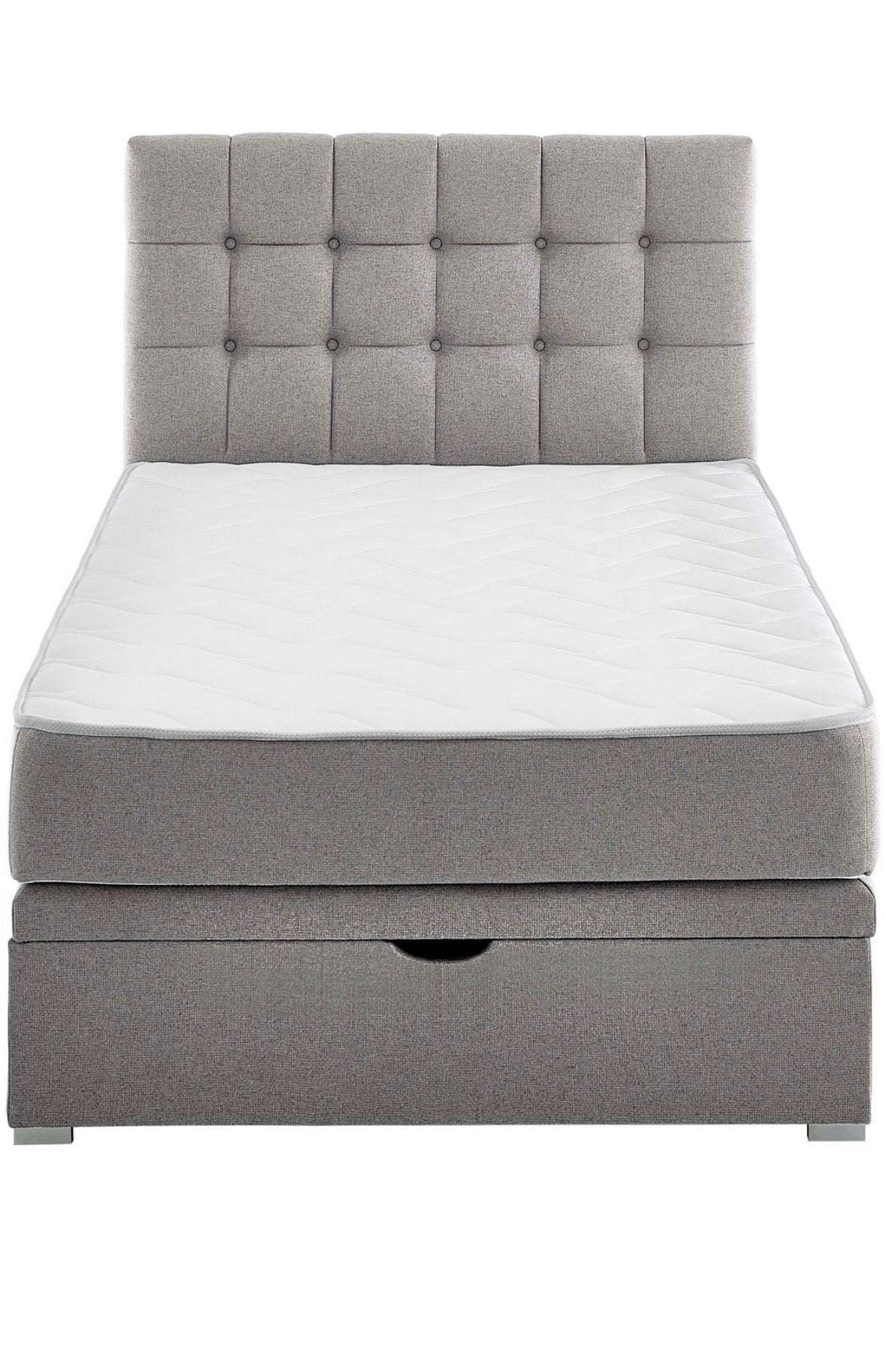 Boxbett 120x200cm mit Taschen - Federkernmatratze in Hellgrau