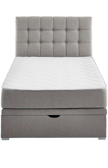 Boxbett 120x200cm mit Taschen - Federkernmatratze in Hellgrau