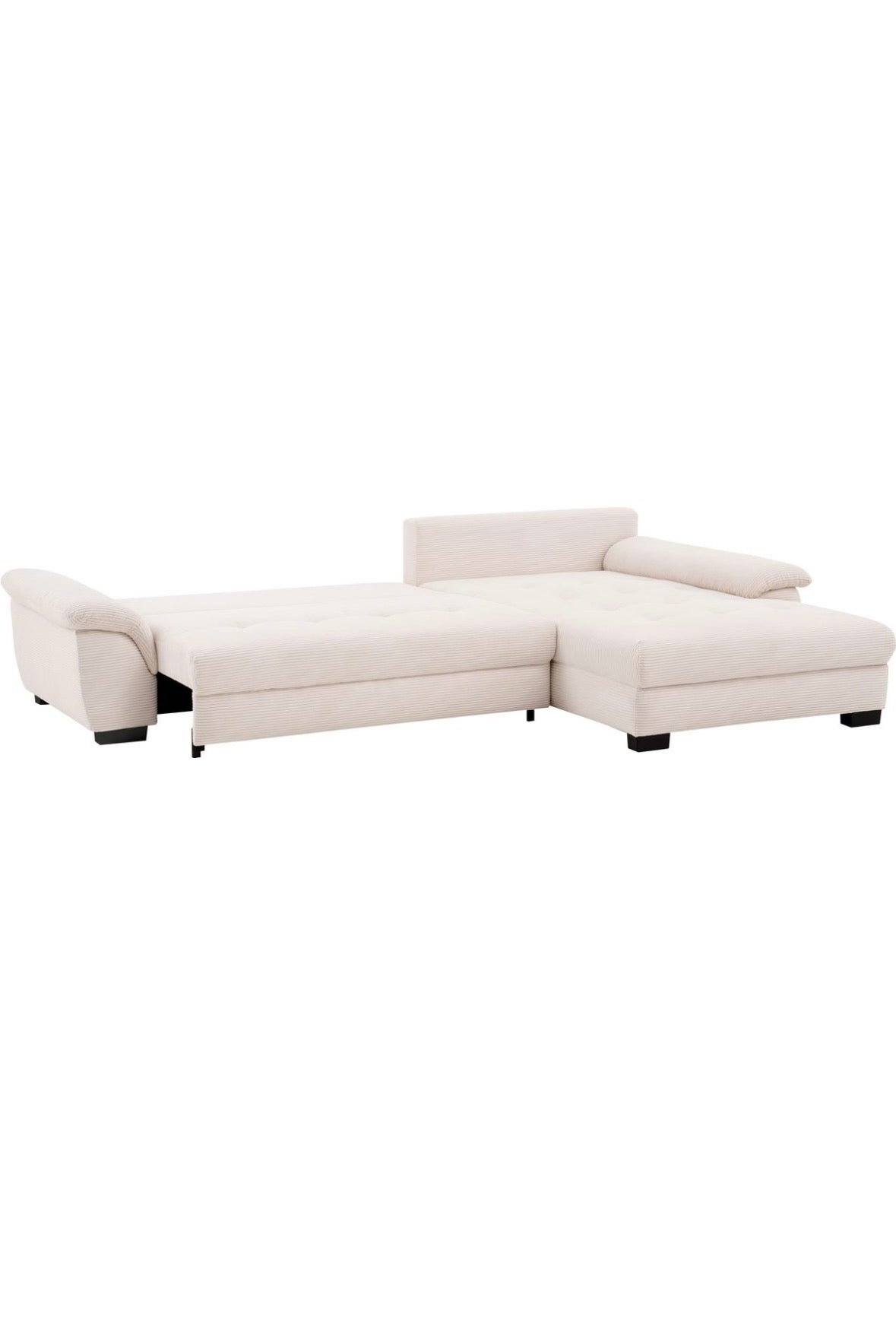 Ecksofa L - Form mit Schlaffunktion + BK in Cord Beige - POLSTEROASE