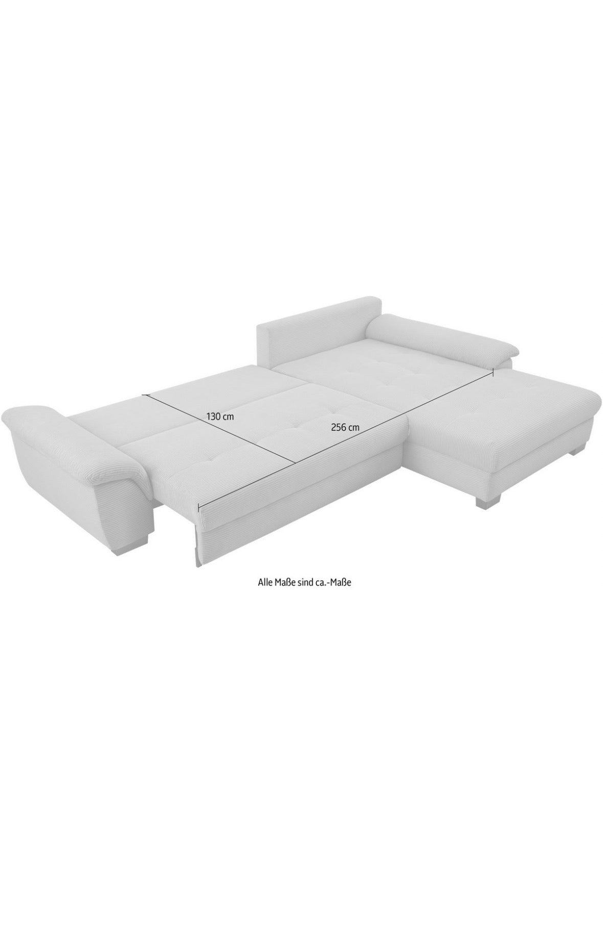Ecksofa L - Form mit Schlaffunktion + BK in Cord Beige - POLSTEROASE