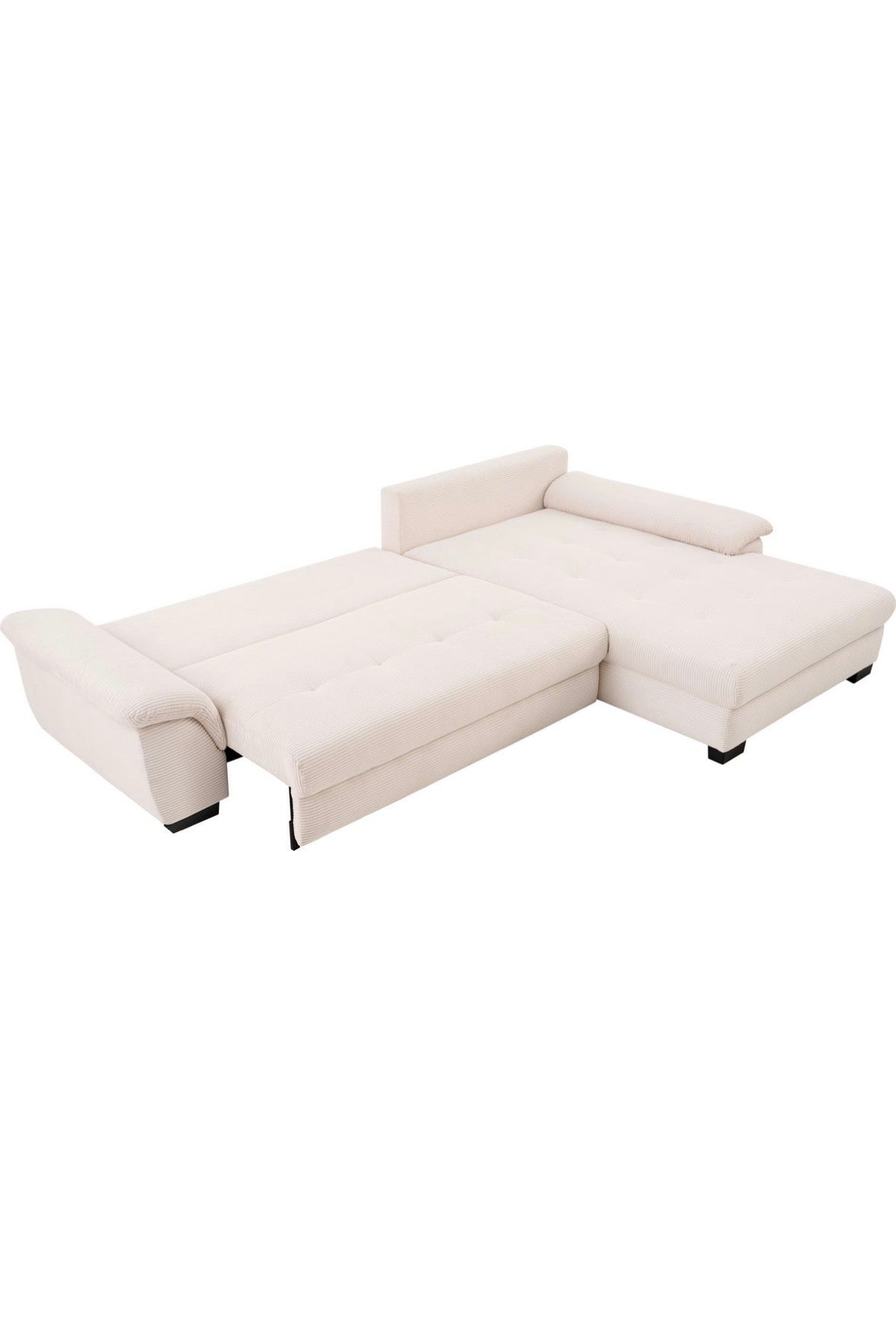 Ecksofa L - Form mit Schlaffunktion + BK in Cord Beige - POLSTEROASE