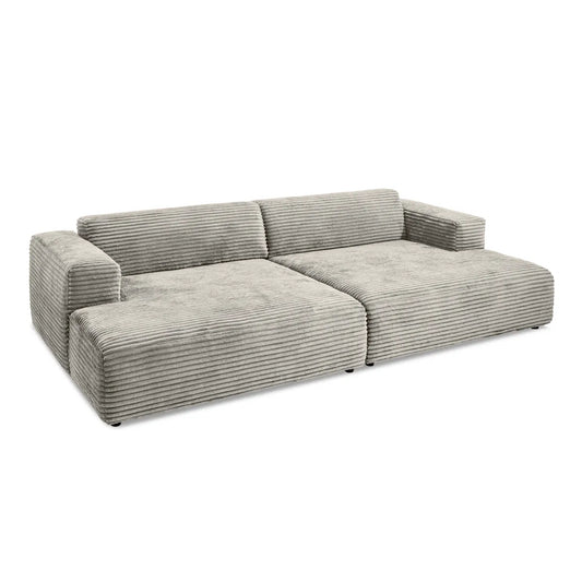 Big Sofa mit verstellbare Rückenlehnen in Breitcord Grau - POLSTEROASE