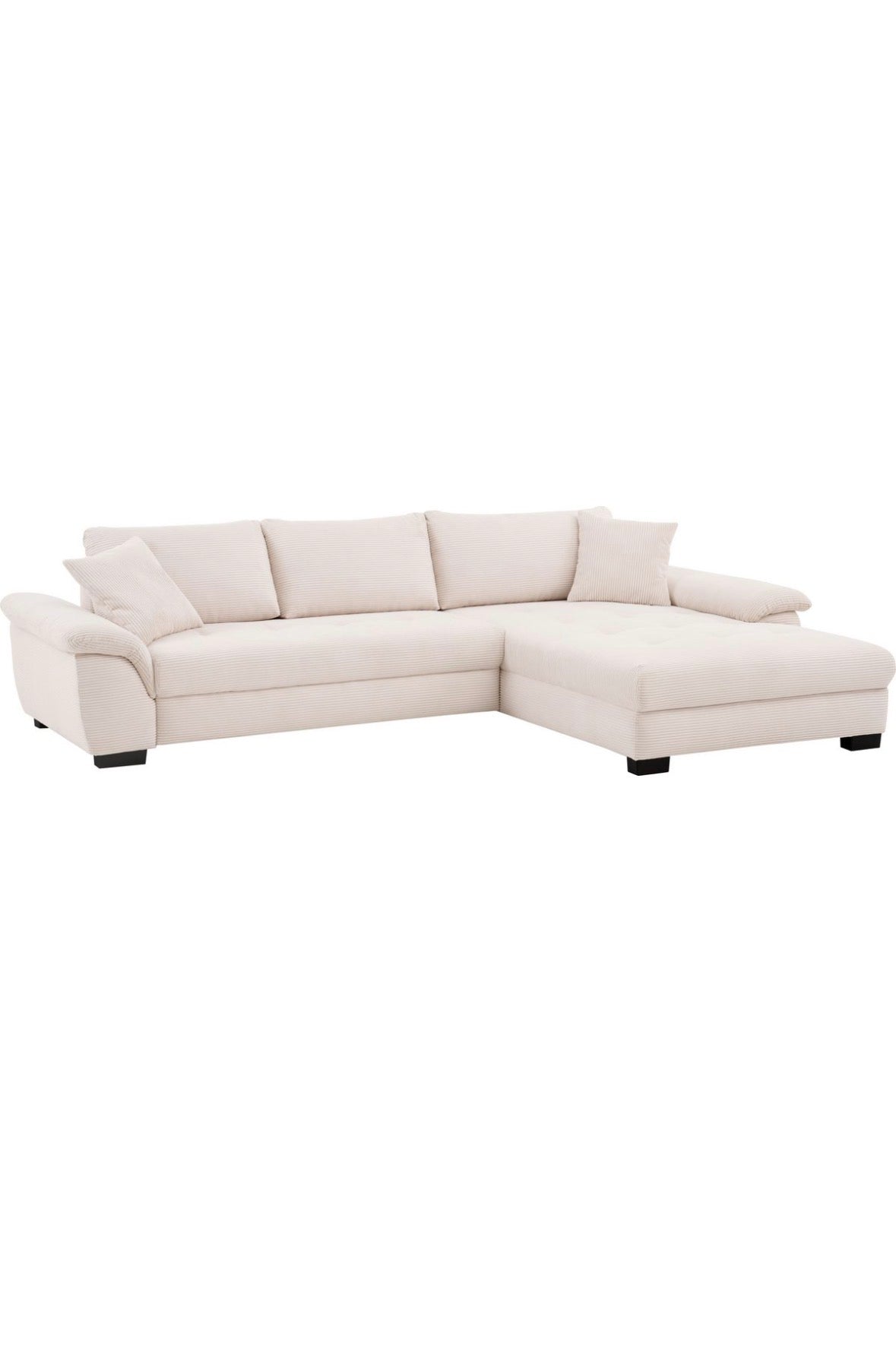 Ecksofa L - Form mit Schlaffunktion + BK in Cord Beige - POLSTEROASE
