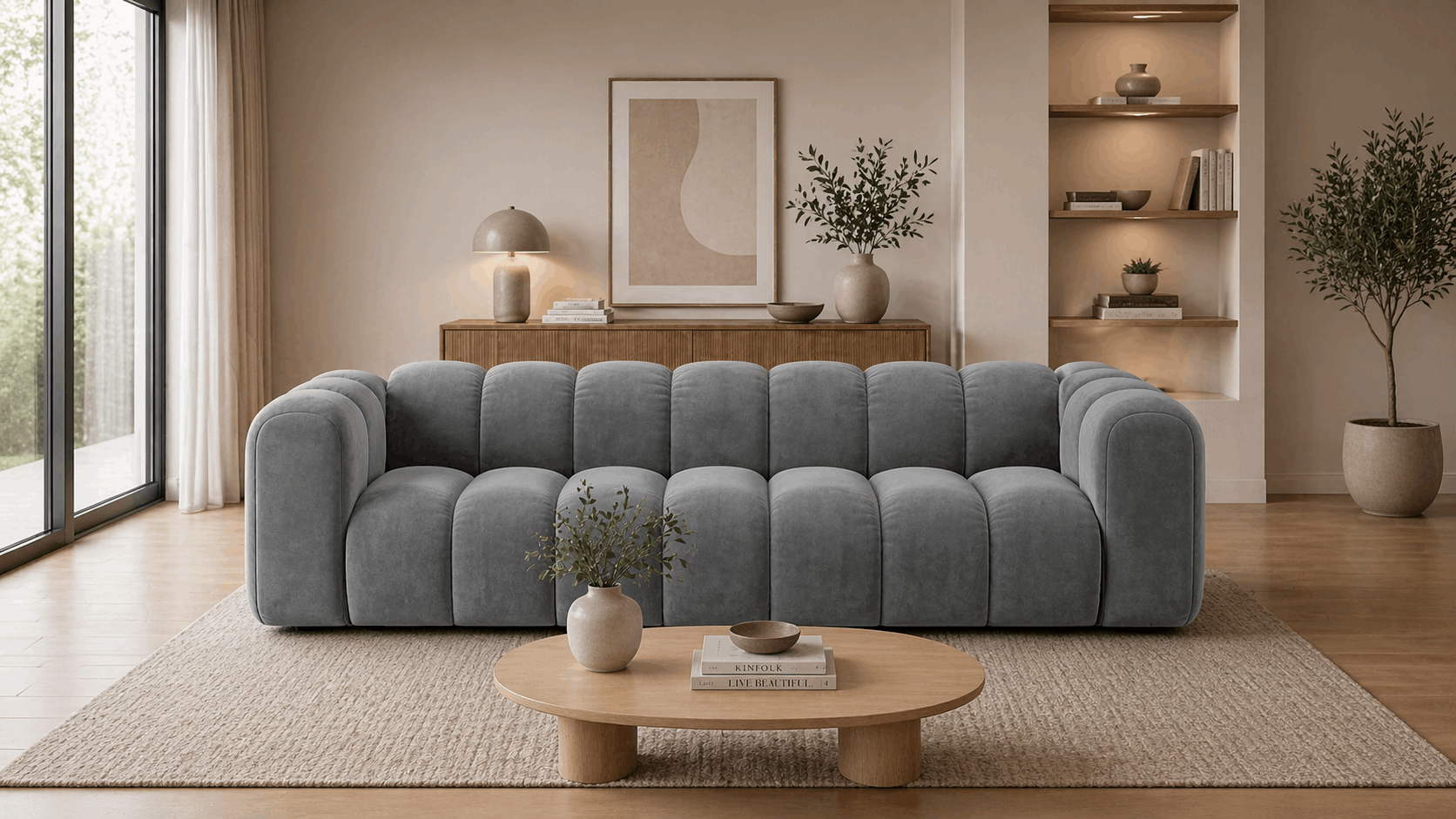 Grandé 4-Sitzer in Samt, 290 cm Breite - Modulsofa