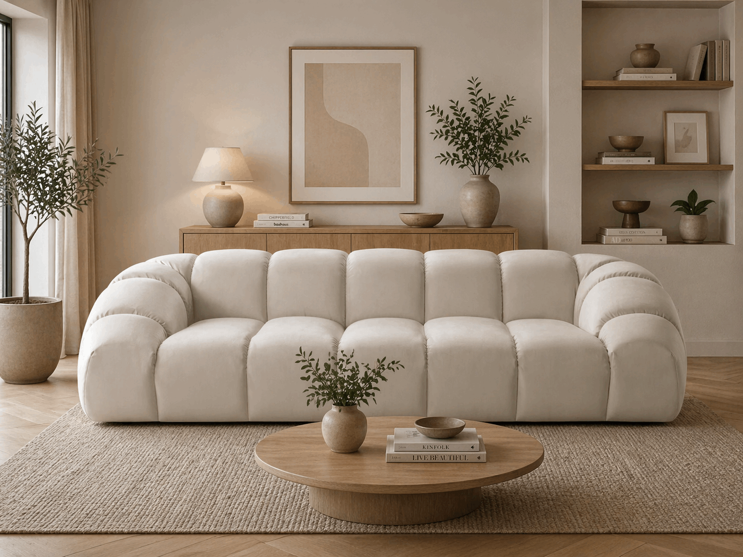 Monto 4-Sitzer in Samt, 294 cm Breite - Modulsofa