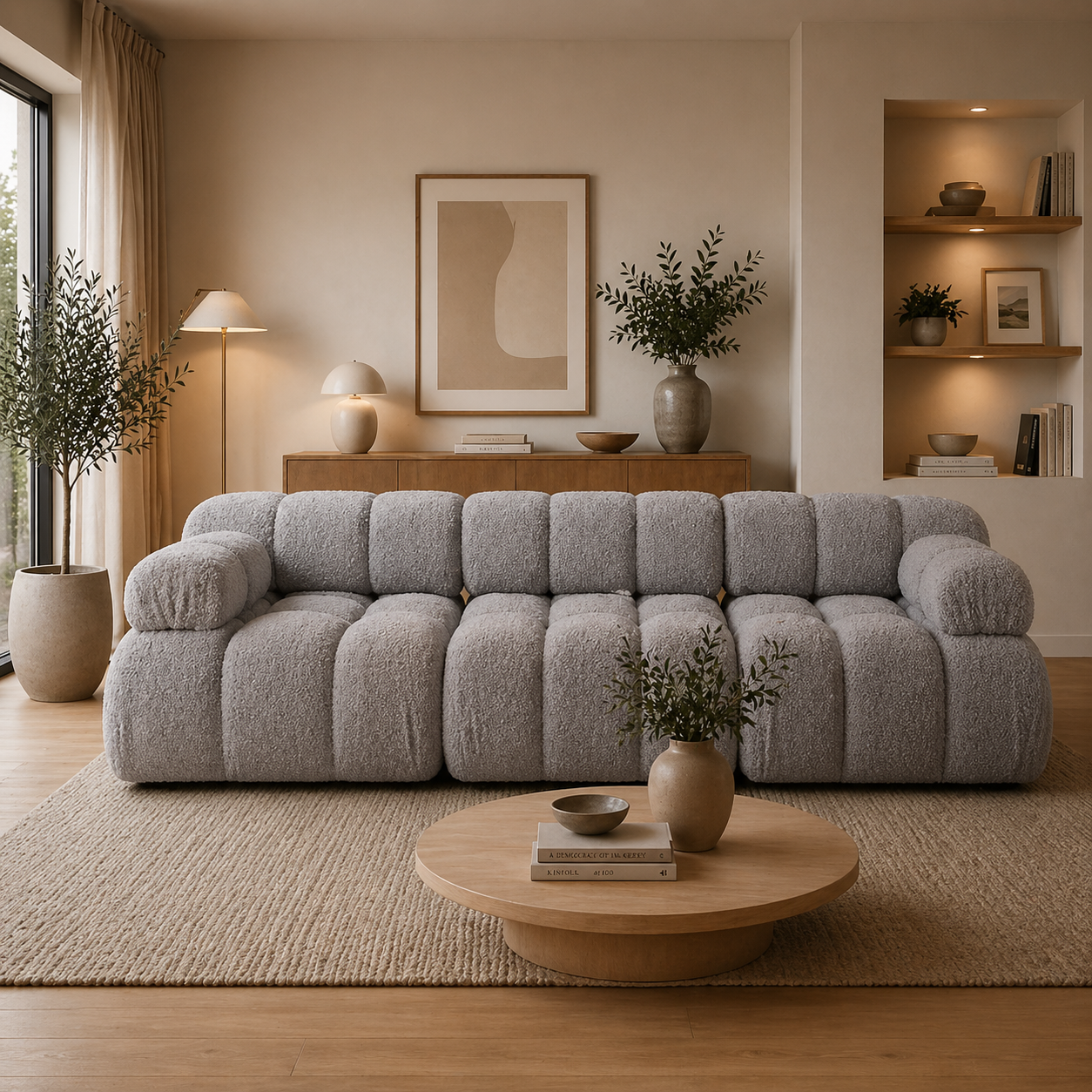 Modulsofa Selene in Bouclé, 282 cm Breite