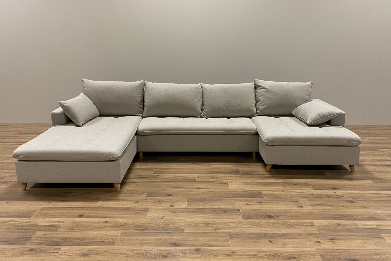 XL Wohnlandschaft in Webstoff Sand / Beige (Nordic Style) - POLSTEROASE