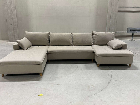 XL Wohnlandschaft in Webstoff Sand / Beige (Nordic Style) - POLSTEROASE