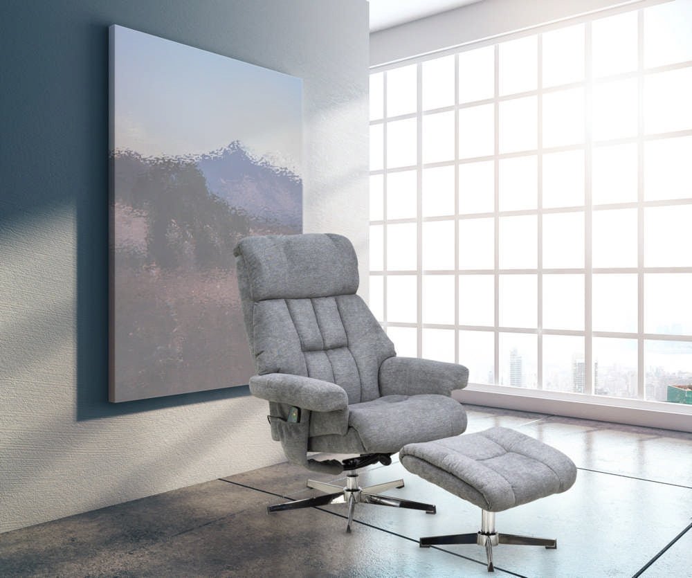 Elektrischer TV Drehsessel Sessel mit Massage + Wärme und Hocker - POLSTEROASE