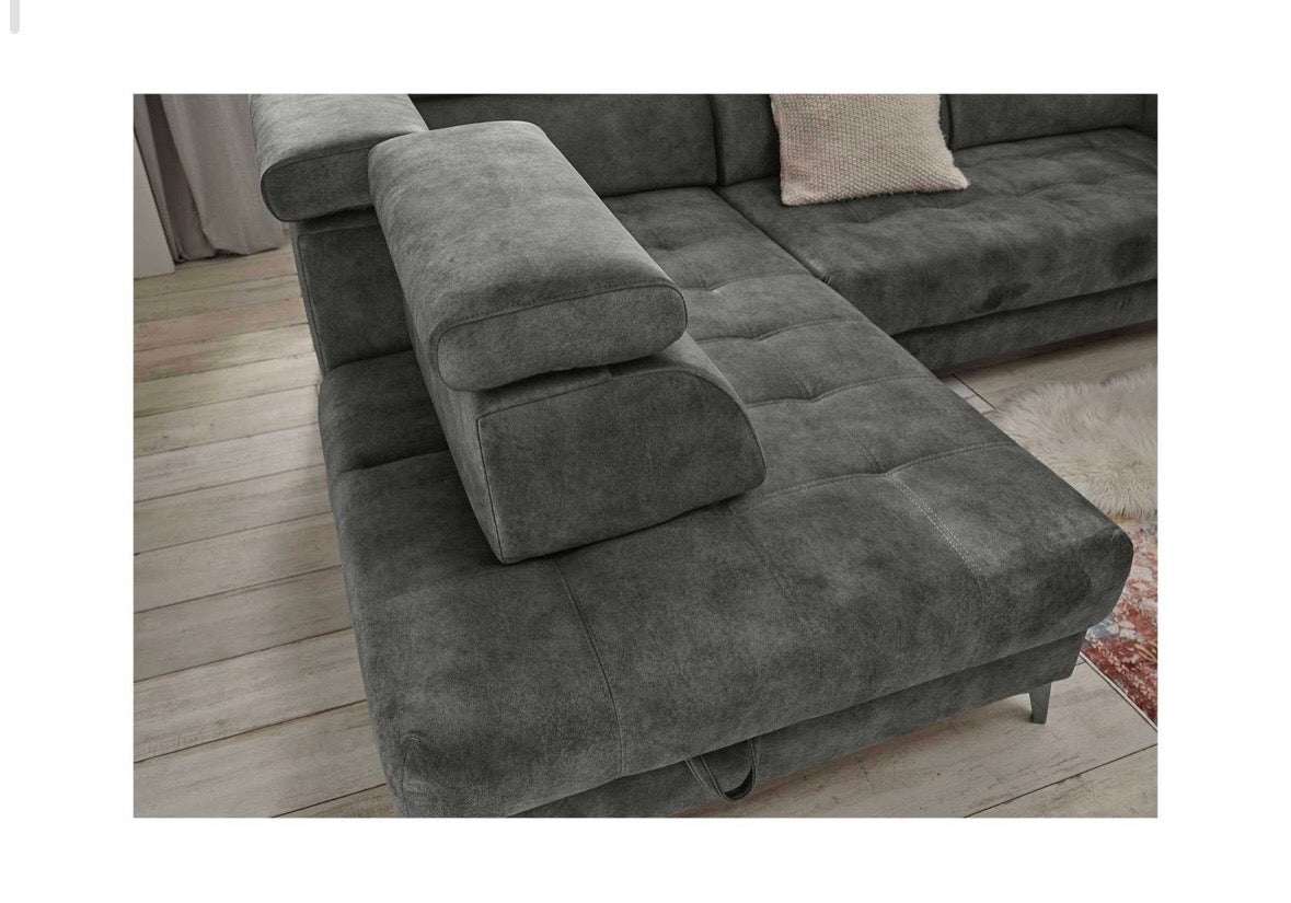 Elektrisches Ecksofa in Samt, 282cm Breite | PolsterOase