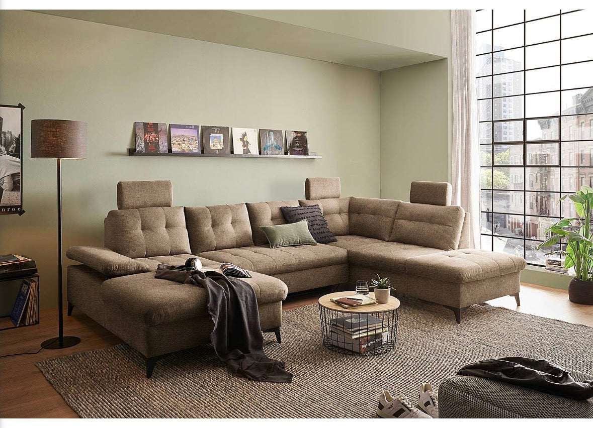 Wohnlandschaft in Webstoff, 324cm Breit | PolsterOase