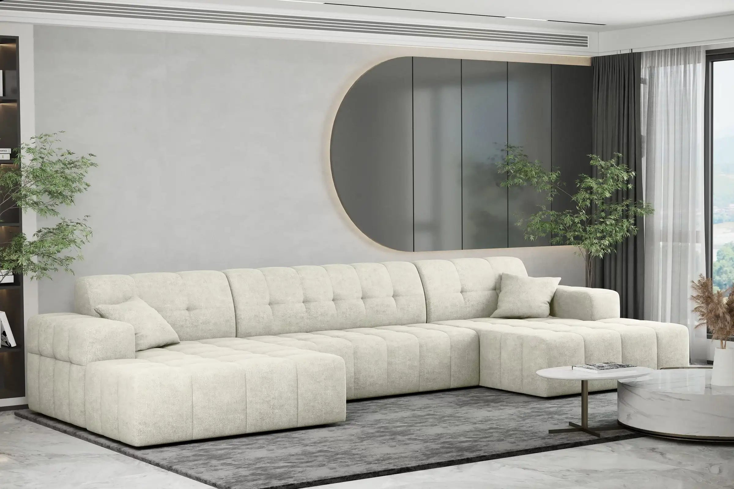 Sofa Wohnlandschaft Nimes in Teddy, 350 cm Breite