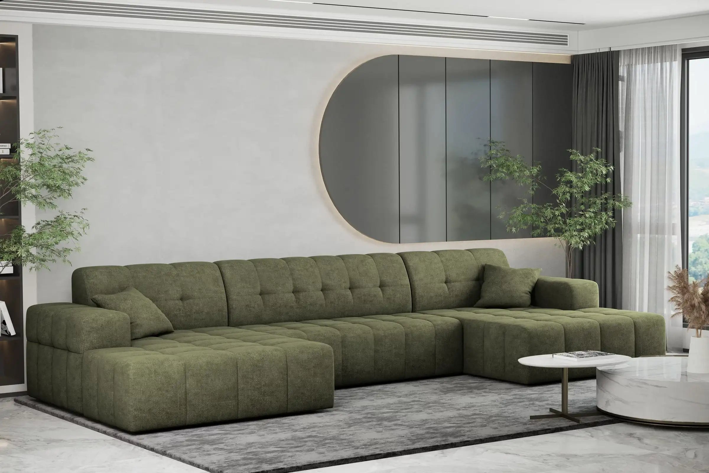 Sofa Wohnlandschaft Nimes in Teddy, 350 cm Breite