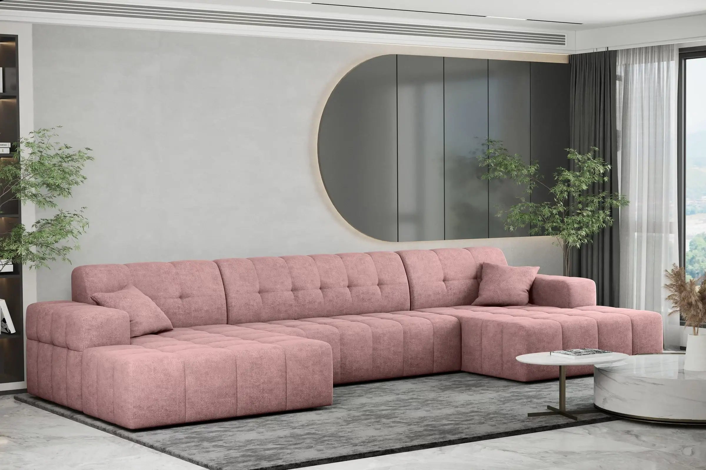 Sofa Wohnlandschaft Nimes in Teddy, 350 cm Breite