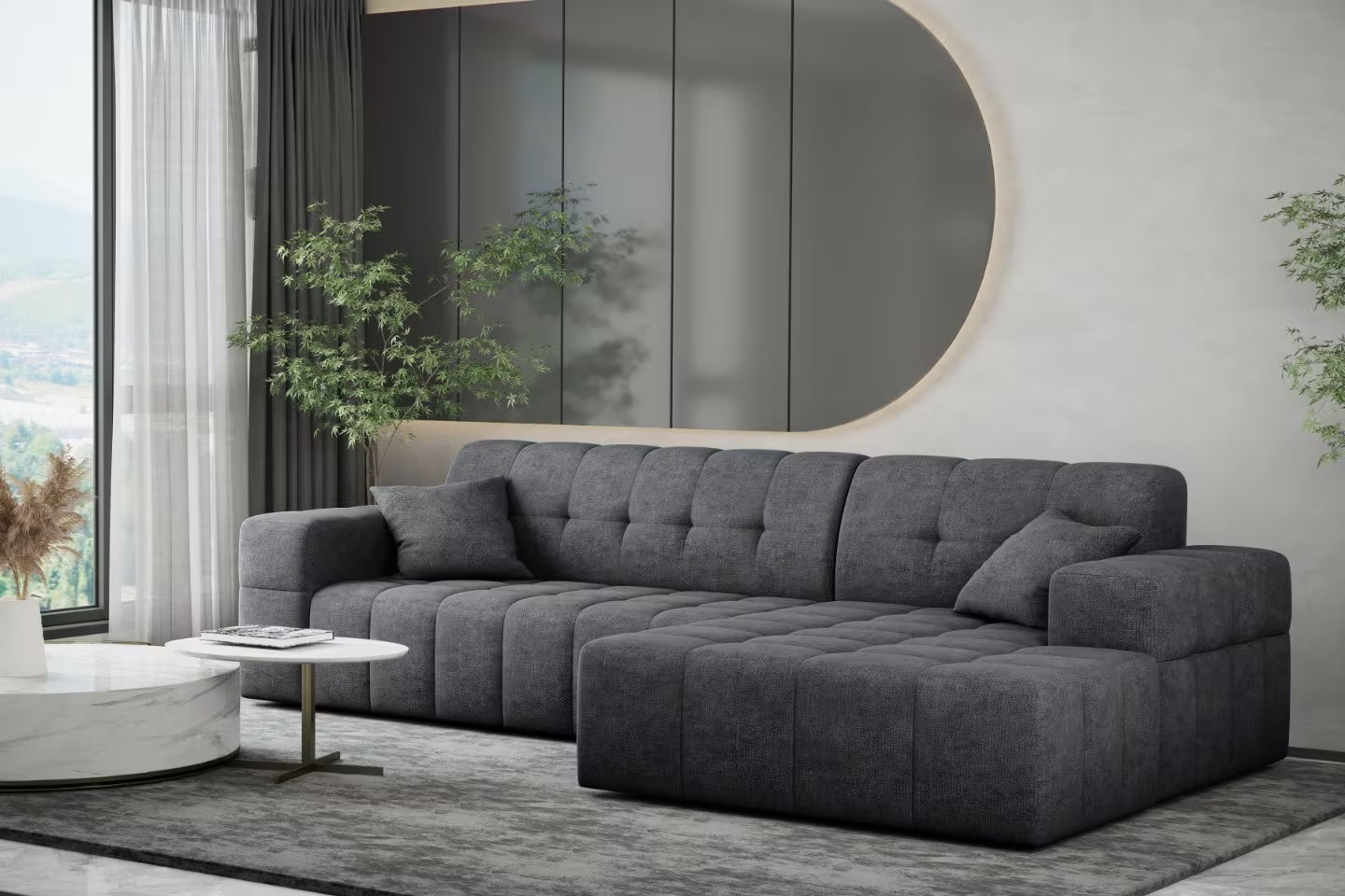 Ecksofa Nimes (re) in Teddy, 265 cm Breite