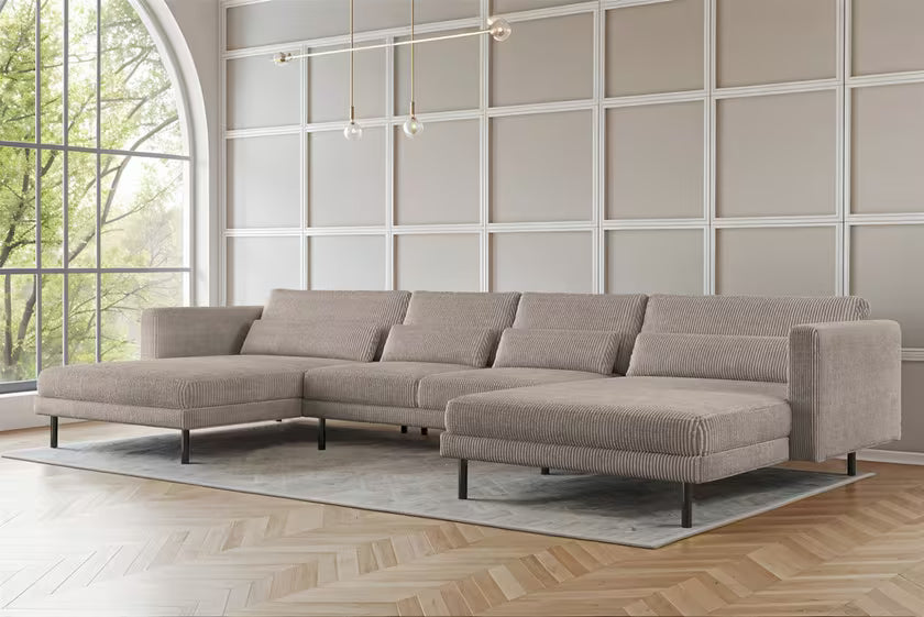 Sofa Wohnlandschaft Dani in Cord, 391 cm Breite