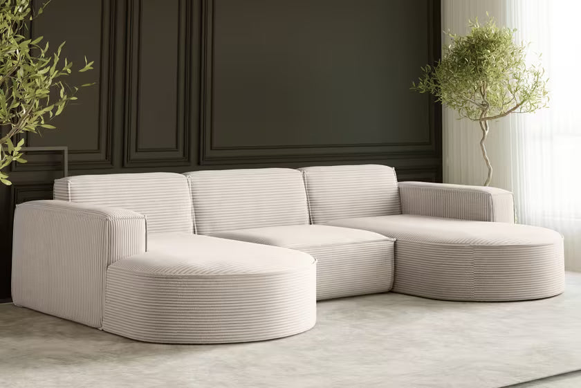 Moldulare Sofa Wohnlandschaft Parma in Breitcord, 299 cm Breite