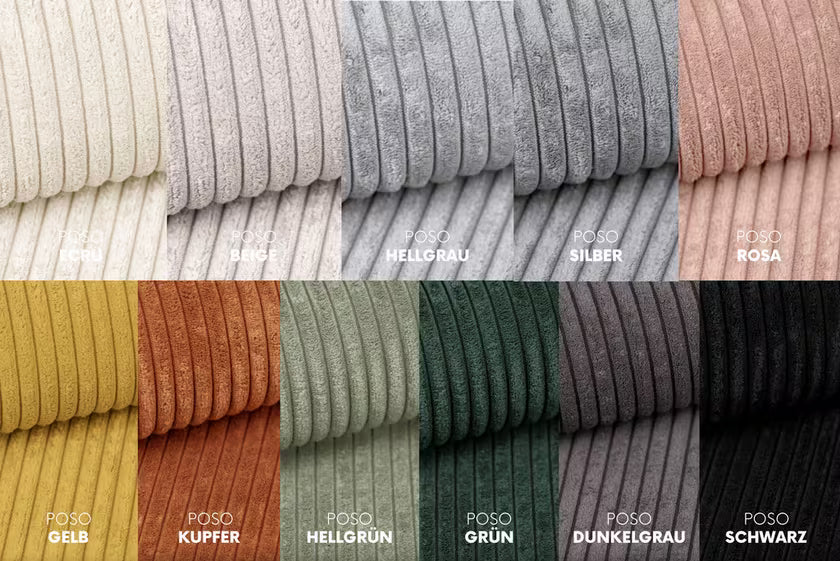 Moldulare Sofa Wohnlandschaft Parma in Breitcord, 299 cm Breite