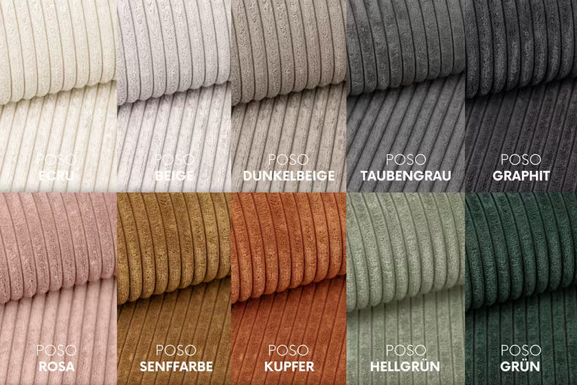 Ecksofa Sven (li) in Cord, 315 cm Breite