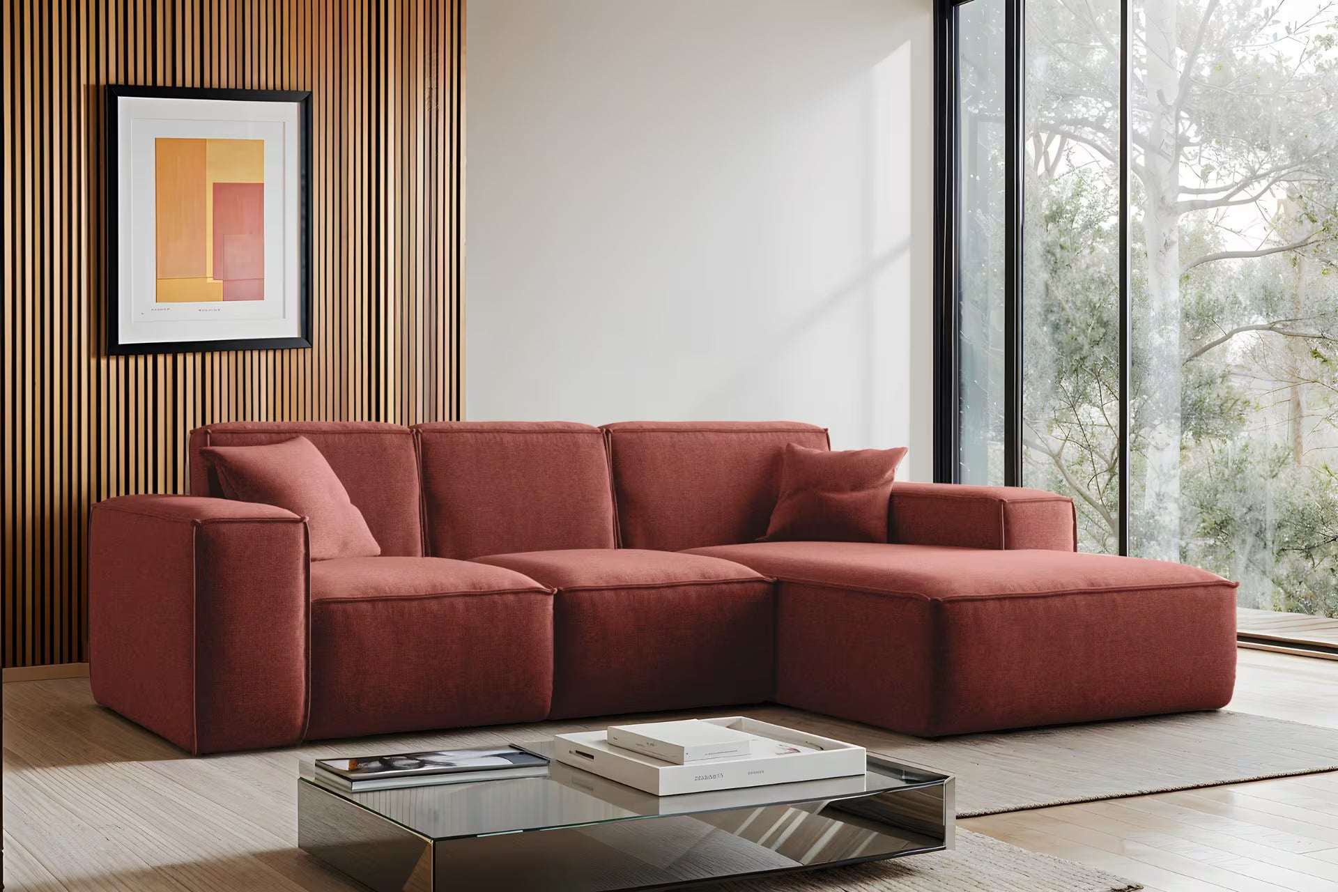 Ecksofa Siena (re) in Struktur, 266 cm Breite
