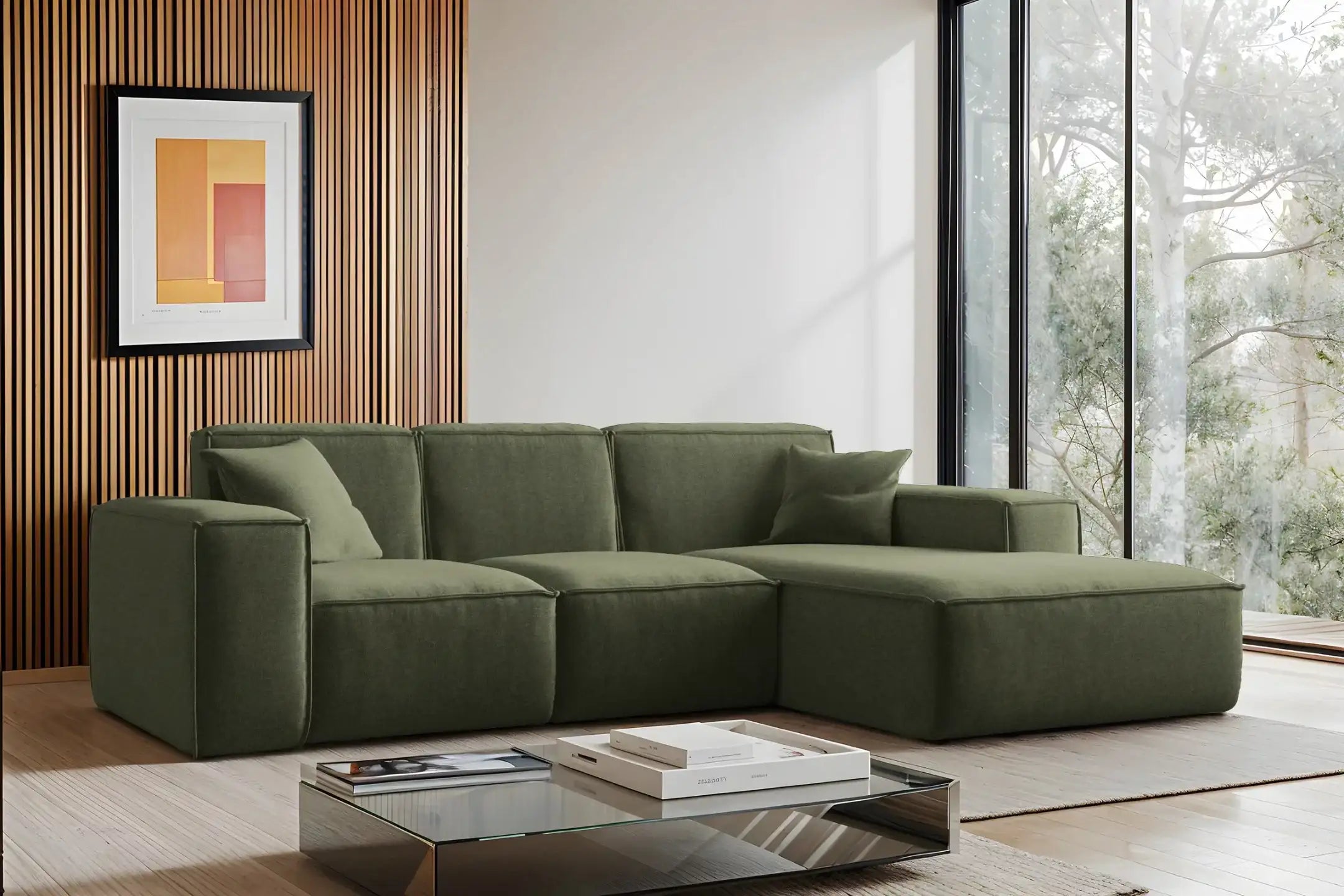 Ecksofa Siena (re) in Struktur, 266 cm Breite
