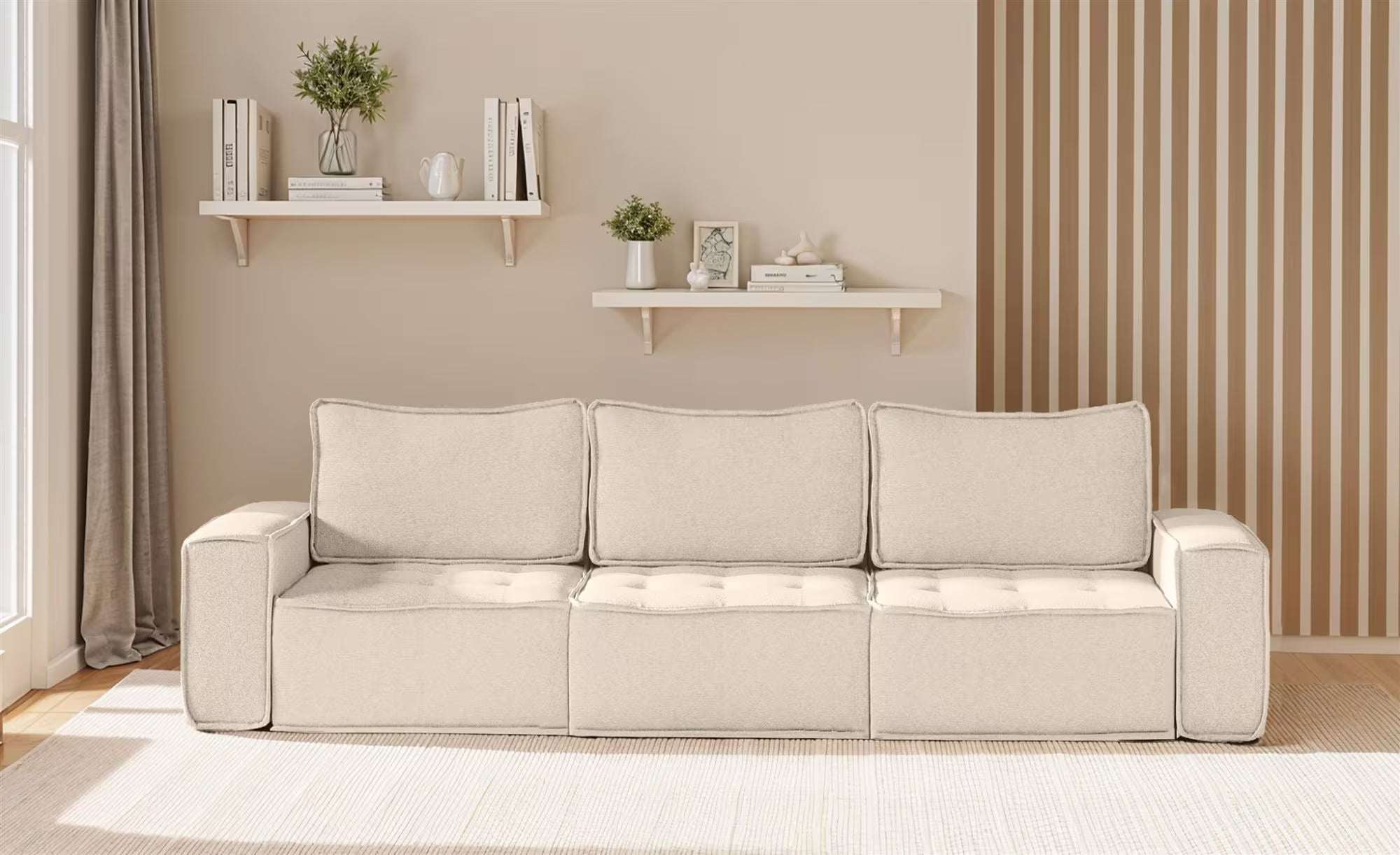 Boho Sofa in Struktur, 292 cm Breite