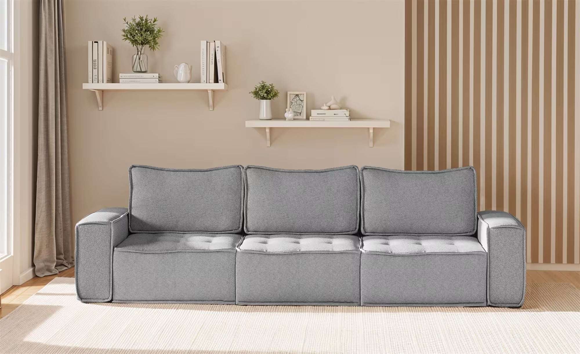 Boho Sofa in Struktur, 292 cm Breite