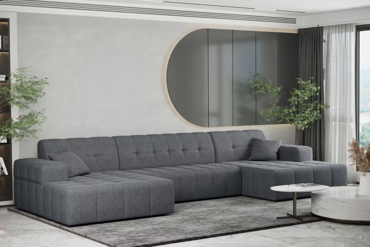 Sofa Wohnlandschaft Nimes in Struktur, 350 cm Breite