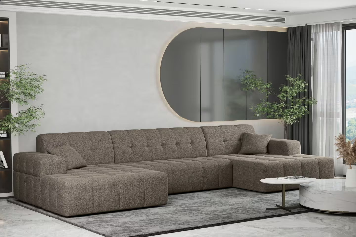 Sofa Wohnlandschaft Nimes in Struktur, 350 cm Breite