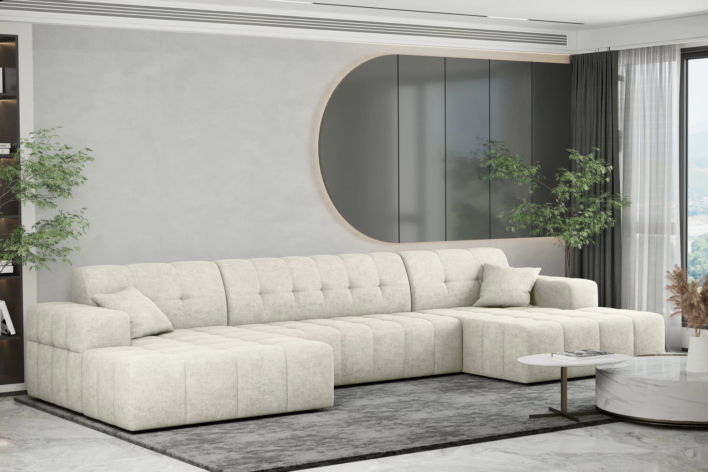 Sofa Wohnlandschaft Nimes in Teddy, 350 cm Breite