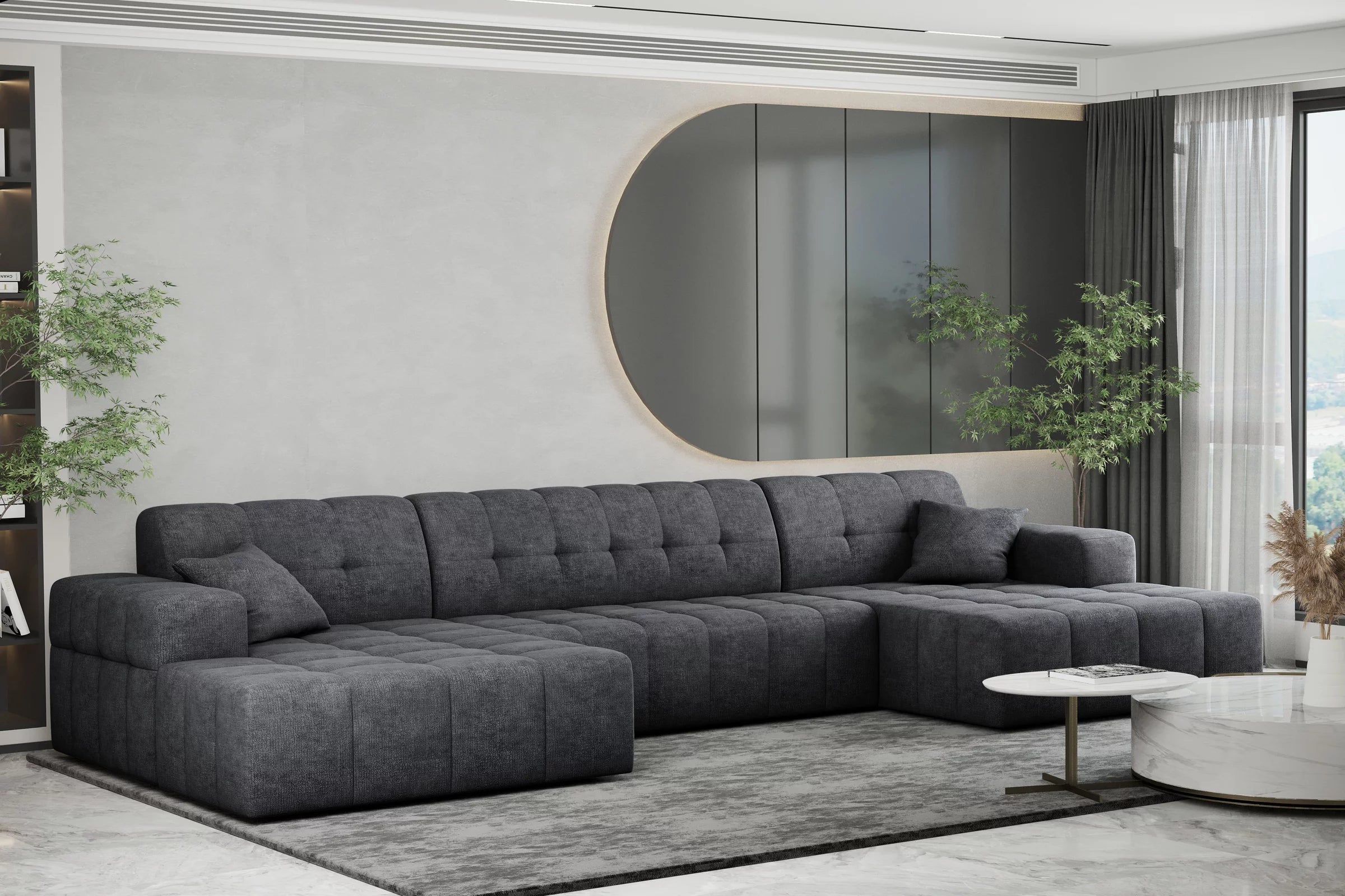Sofa Wohnlandschaft Nimes in Teddy, 350 cm Breite