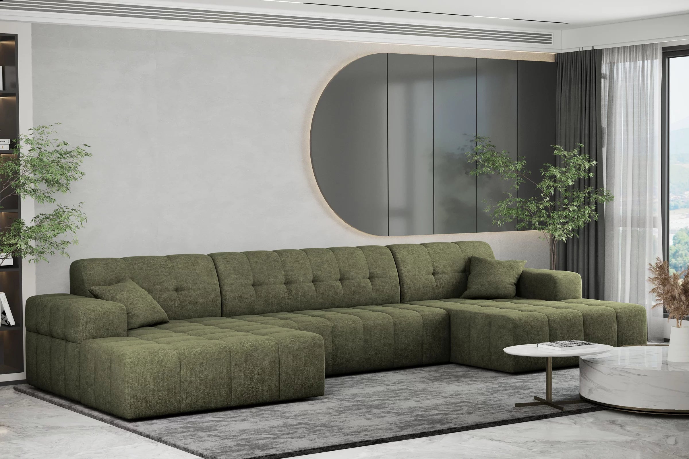 Sofa Wohnlandschaft Nimes in Teddy, 350 cm Breite