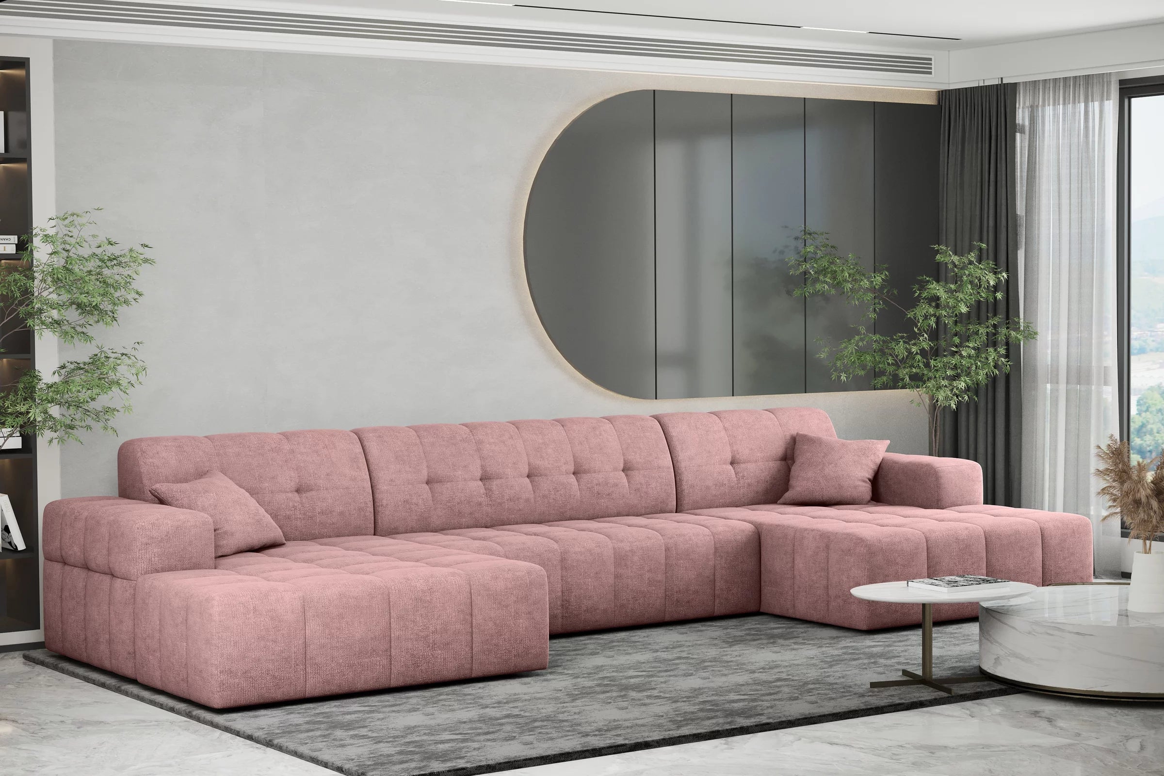 Sofa Wohnlandschaft Nimes in Teddy, 350 cm Breite