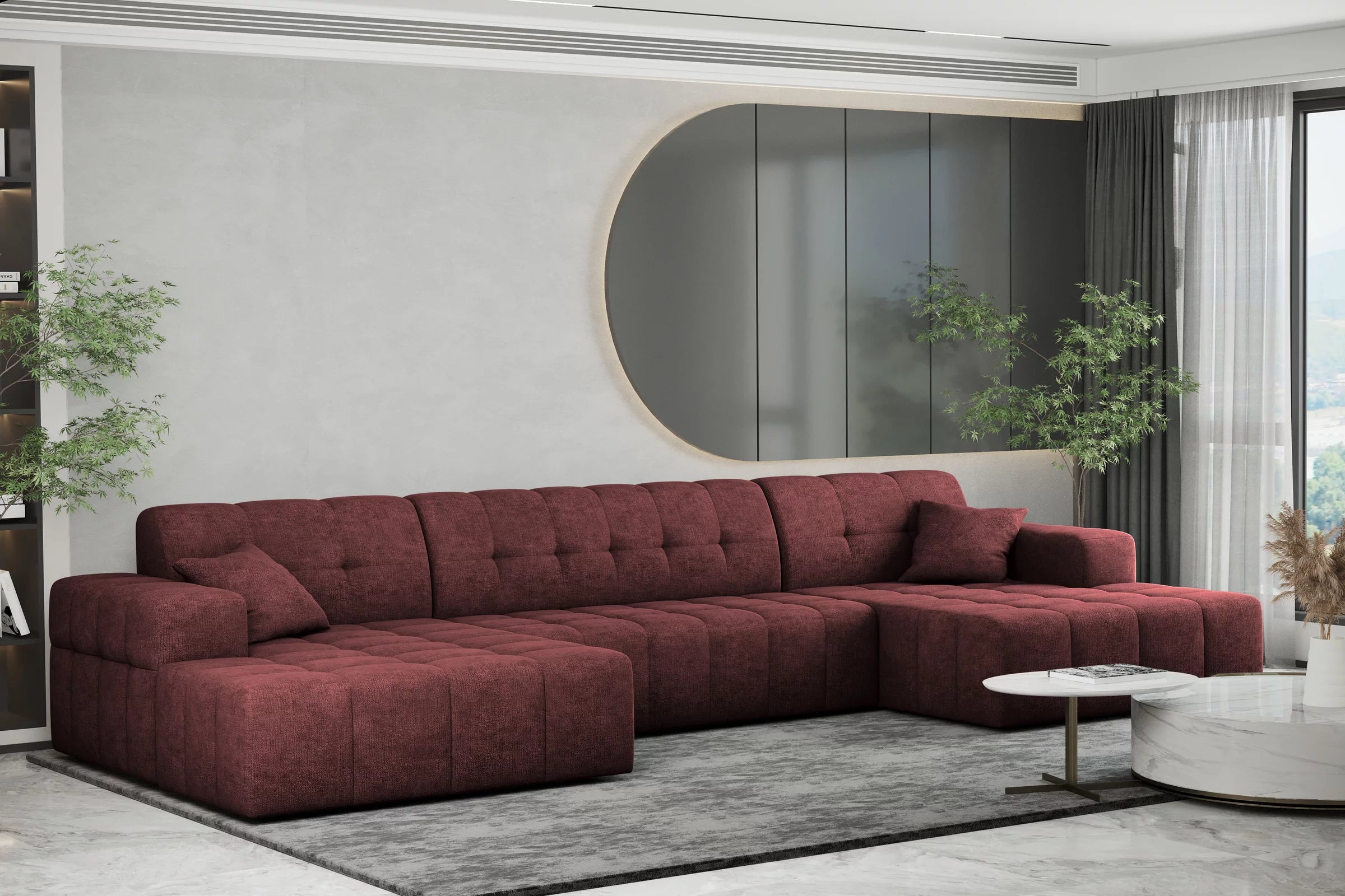 Sofa Wohnlandschaft Nimes in Teddy, 350 cm Breite