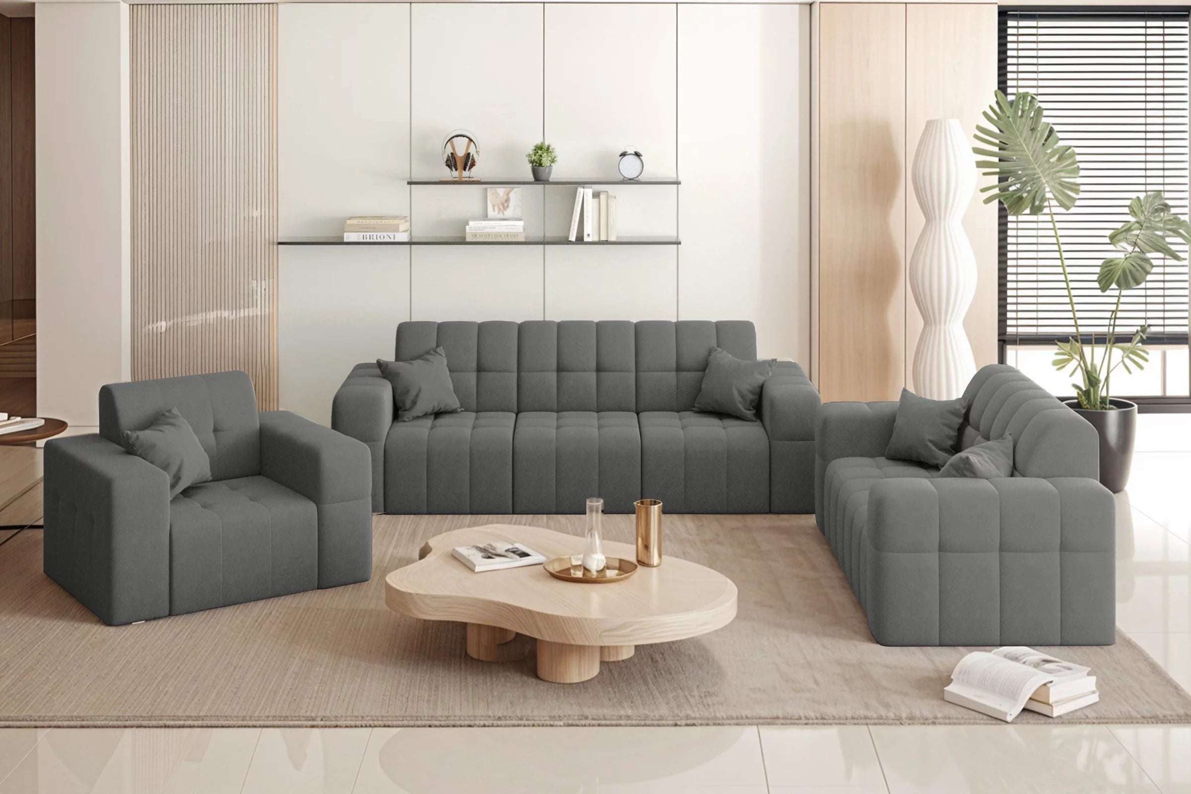 Sofa Set 3-2-1 Nimes in Samt, 245 cm Breite