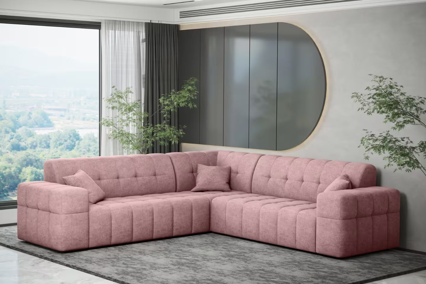 Ecksofa Nimes (gleichschenklig) in Teddy, 246 cm Breite