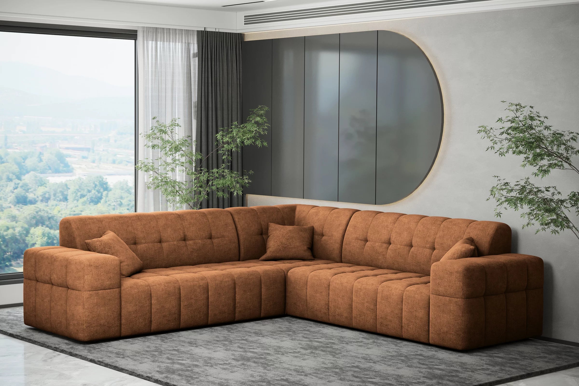 Ecksofa Nimes (gleichschenklig) in Teddy, 246 cm Breite