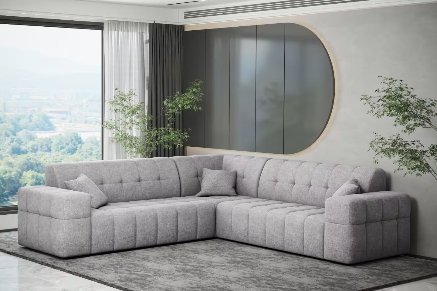 Ecksofa Nimes (gleichschenklig) in Teddy, 246 cm Breite