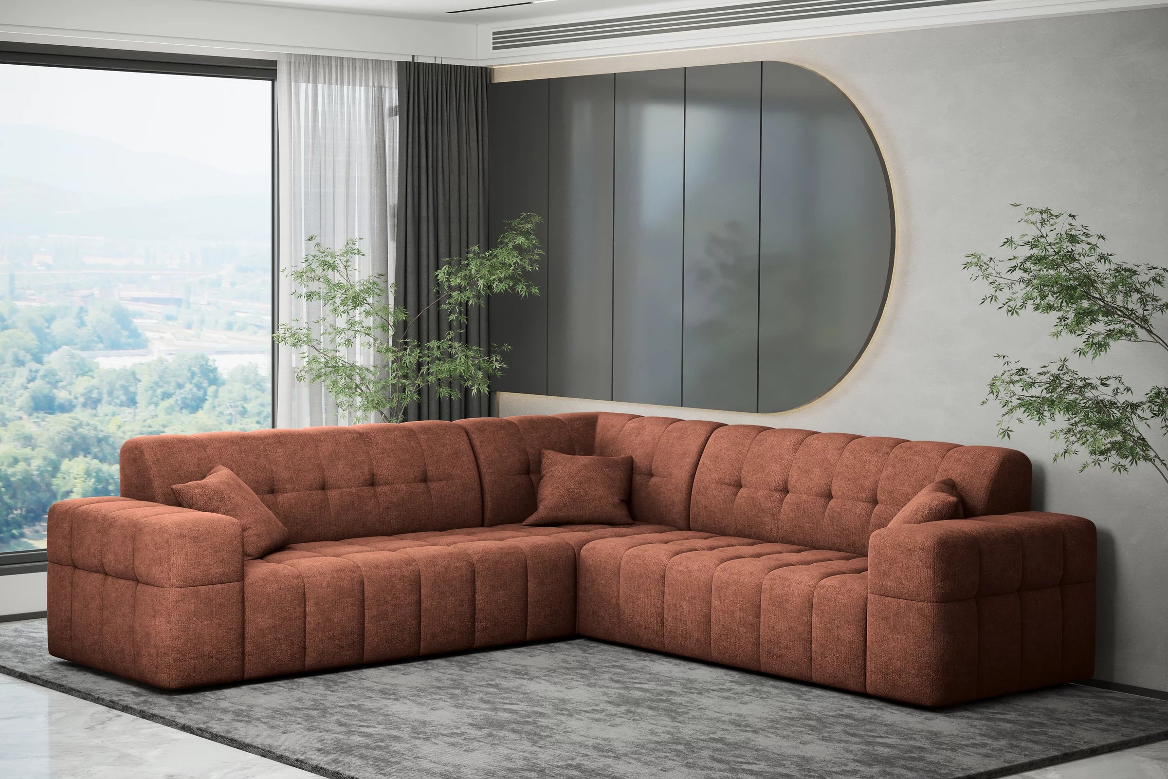 Ecksofa Nimes (gleichschenklig) in Teddy, 246 cm Breite