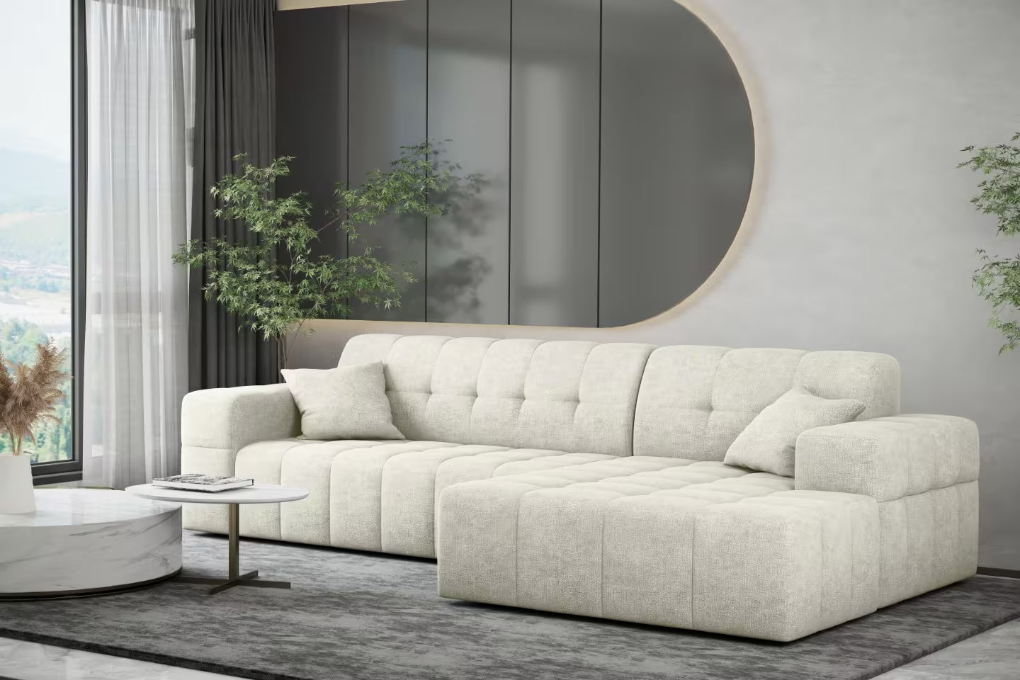 Ecksofa Nimes (re) in Teddy, 265 cm Breite