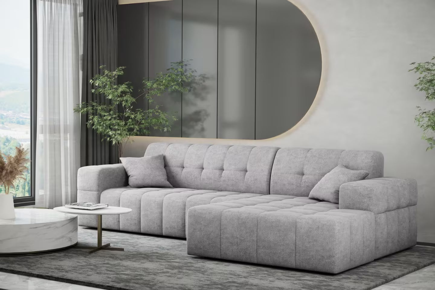 Ecksofa Nimes (re) in Teddy, 265 cm Breite