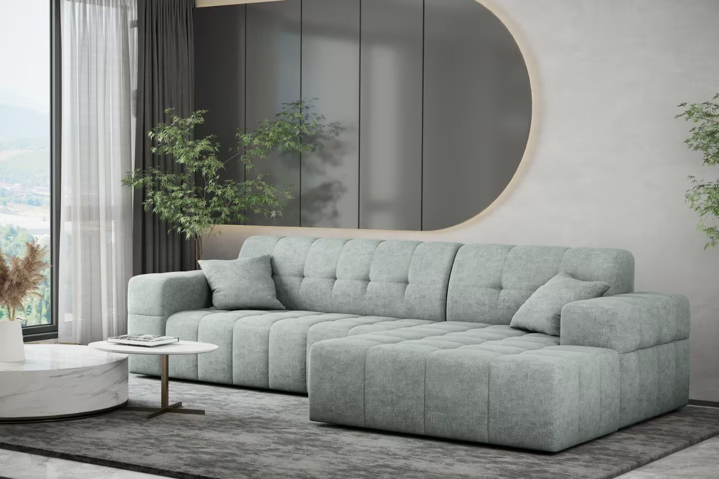 Ecksofa Nimes (re) in Teddy, 265 cm Breite