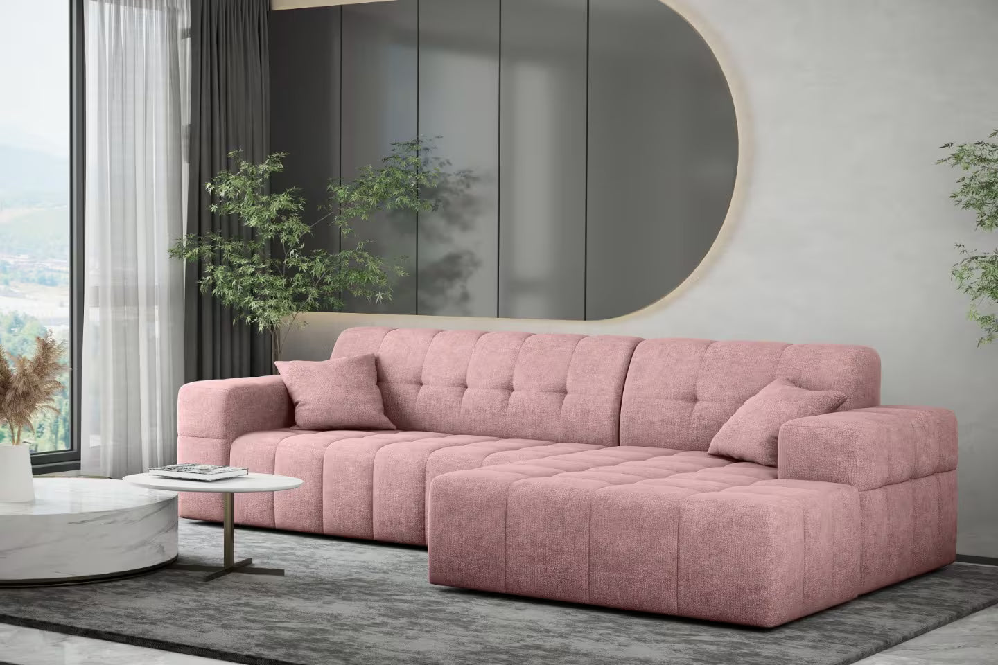 Ecksofa Nimes (re) in Teddy, 265 cm Breite