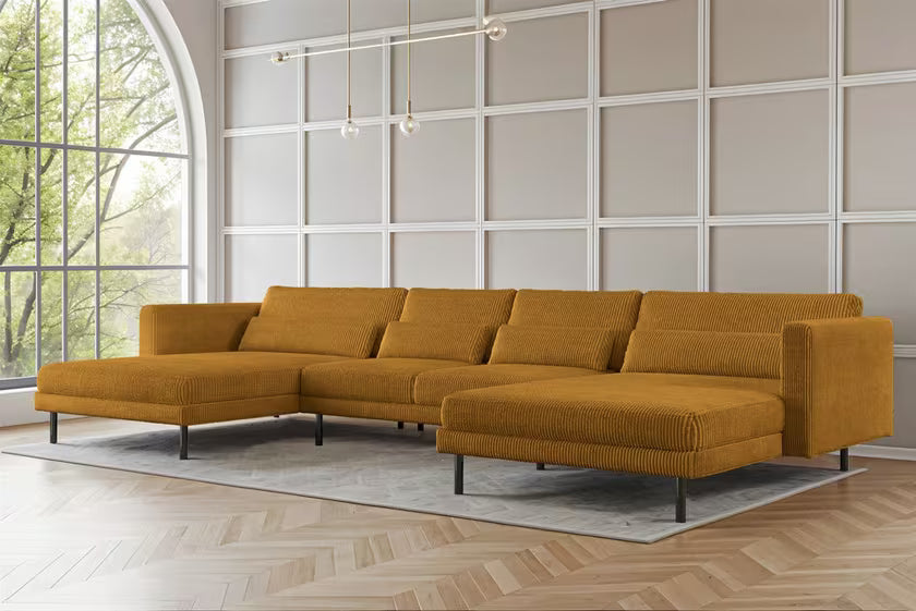 Sofa Wohnlandschaft Dani in Cord, 391 cm Breite