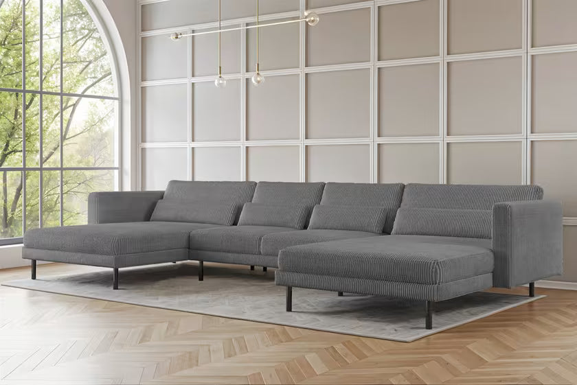 Sofa Wohnlandschaft Dani in Cord, 391 cm Breite