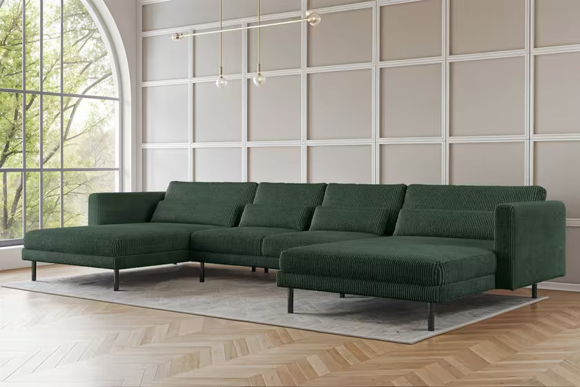 Sofa Wohnlandschaft Dani in Cord, 391 cm Breite