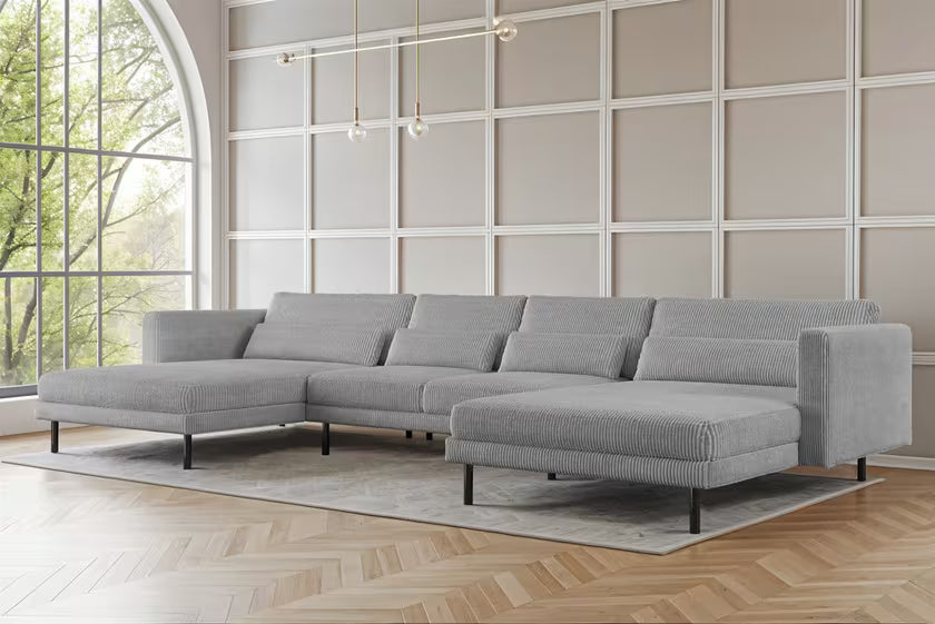 Sofa Wohnlandschaft Dani in Cord, 391 cm Breite