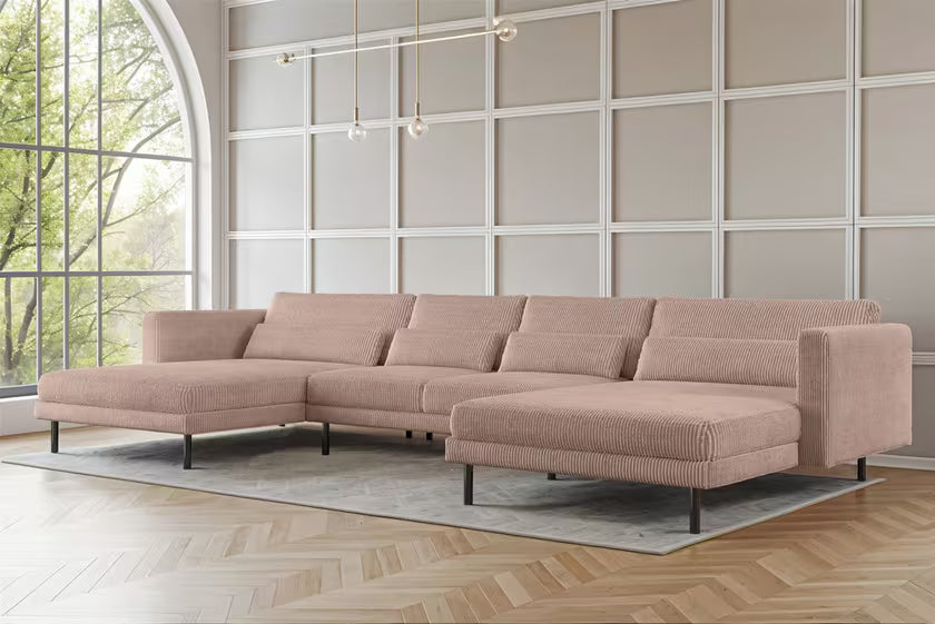 Sofa Wohnlandschaft Dani in Cord, 391 cm Breite