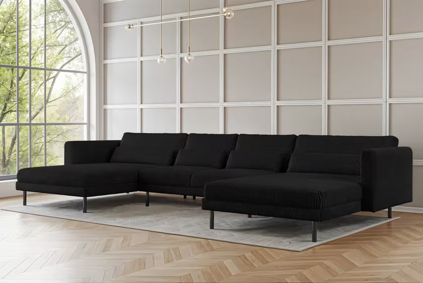 Sofa Wohnlandschaft Dani in Cord, 391 cm Breite